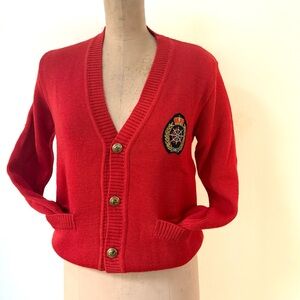vintage deadstock ARMOR-LUX red wool cardigan made in France SMALL